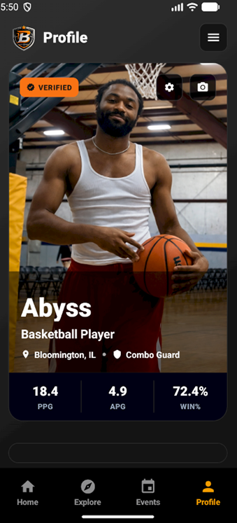 Ballin' Grounds player profile screen